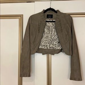 Faux leather cropped taupe jacket.